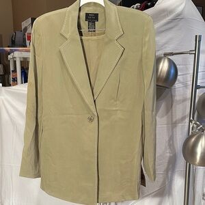 Chic Women's Olive/Tan Business Suit by Moda Seta Size Small, Skirt Size 4